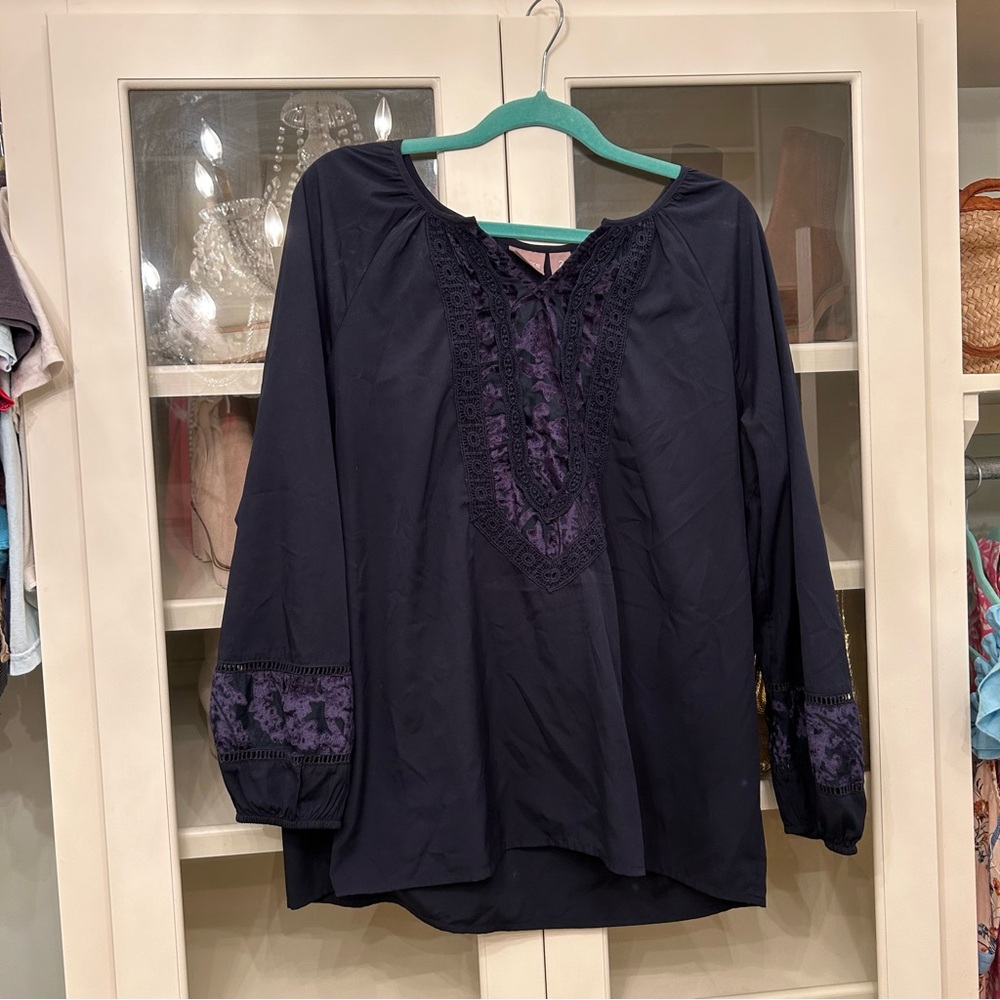 chico's long sleeve navy blue blouses